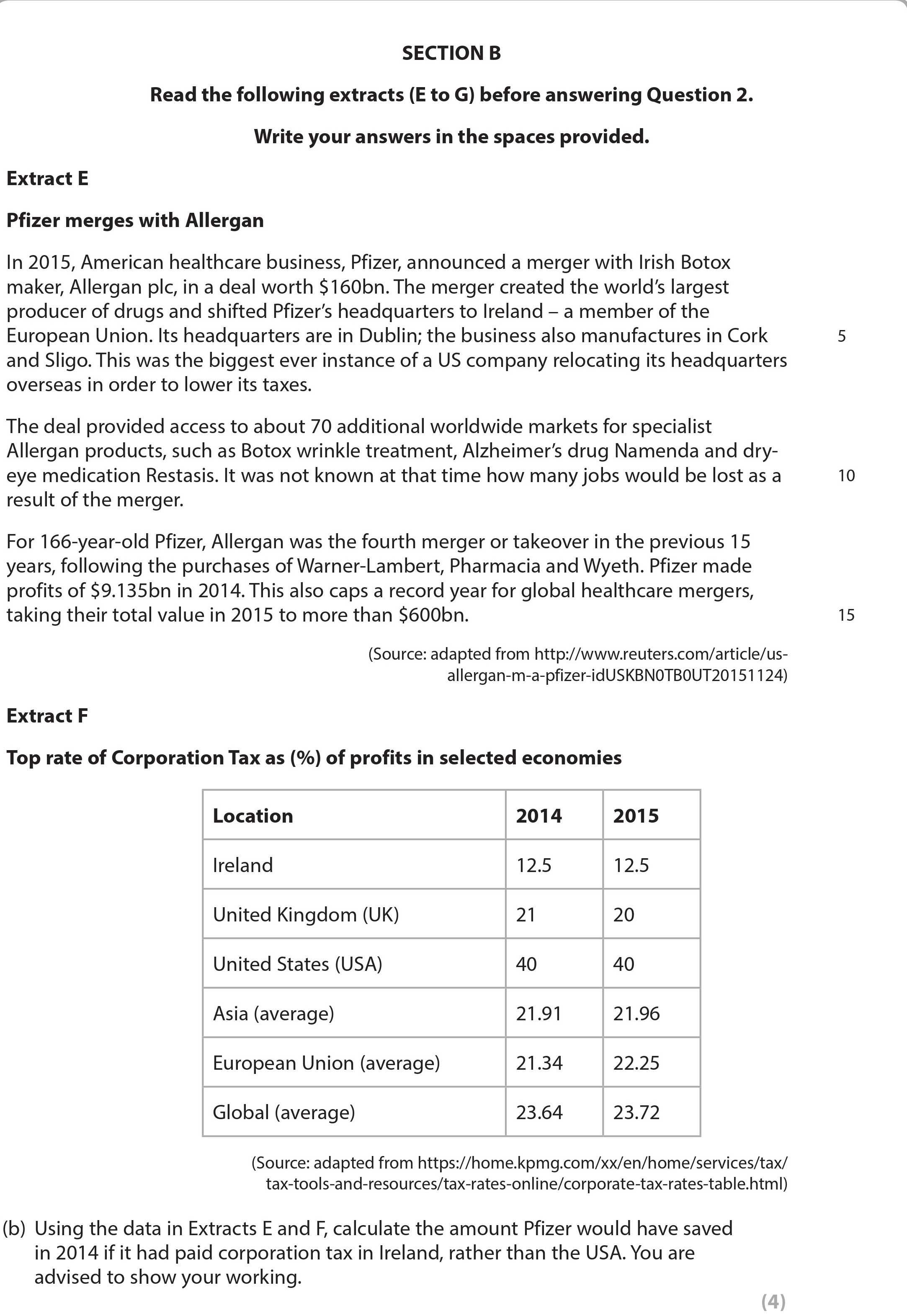 Using-the-data-in-Extracts-E-and-F,-calculate-the-amount-Pfizer-would-save-based-on-the-corporation-tax-rate-in-Ireland,-rather-than-the-USA-Edexcel-A-Level Business-Question 2-2017-Paper 1.png