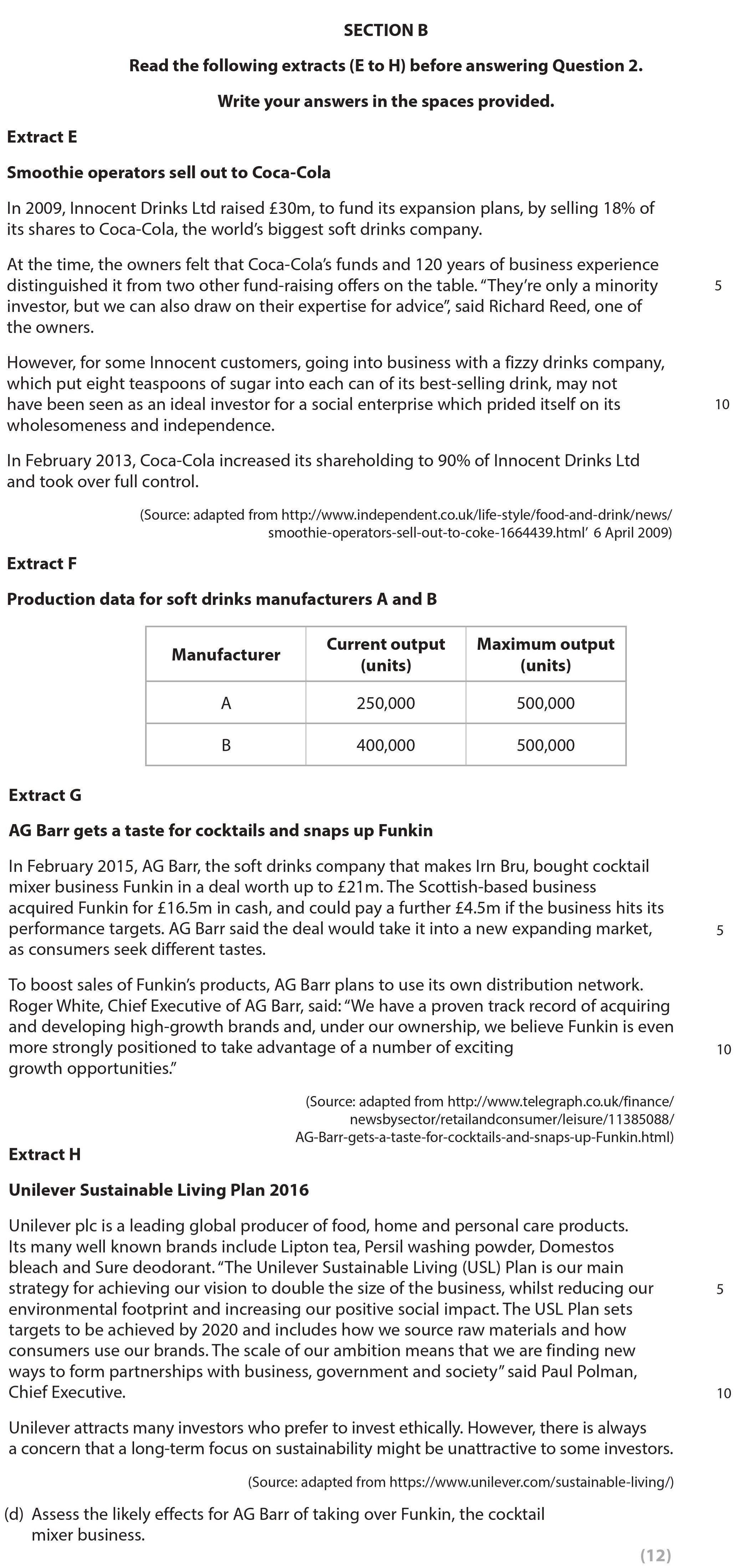 AG-Barr-takes-a-taste-for-cocktails-and-snaps-up-Funkin-In-February-2015,-AG-Barr,-the-soft-drinks-company-that-makes-Iron-Bru,-bought-cocktail-mixer-business-Funkin-in-a-deal-worth-up-to-£21m-Edexcel-A-Level Business-Question 2-2017-Paper 2.png