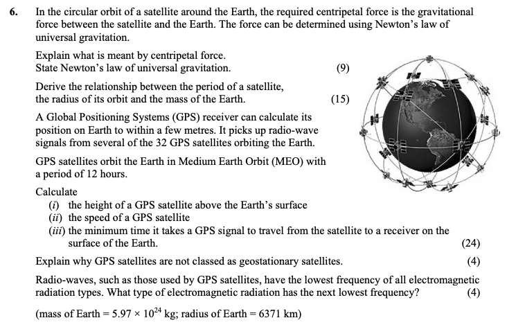 In-the-circular-orbit-of-a-satellite-around-the-Earth,-the-required-centripetal-force-is-the-gravitational-force-between-the-satellite-and-the-Earth-Leaving Cert Physics-Question 6-2015.png