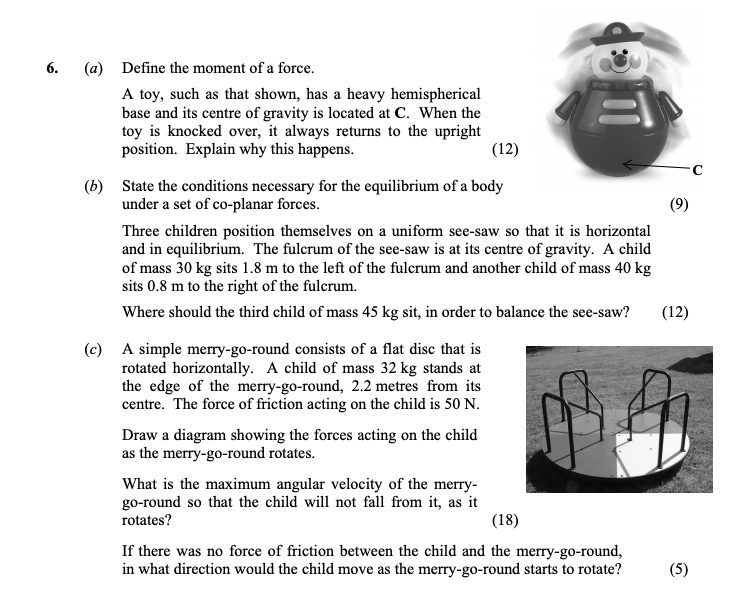 Define-the-moment-of-a-force-Leaving Cert Physics-Question 6-2011.png