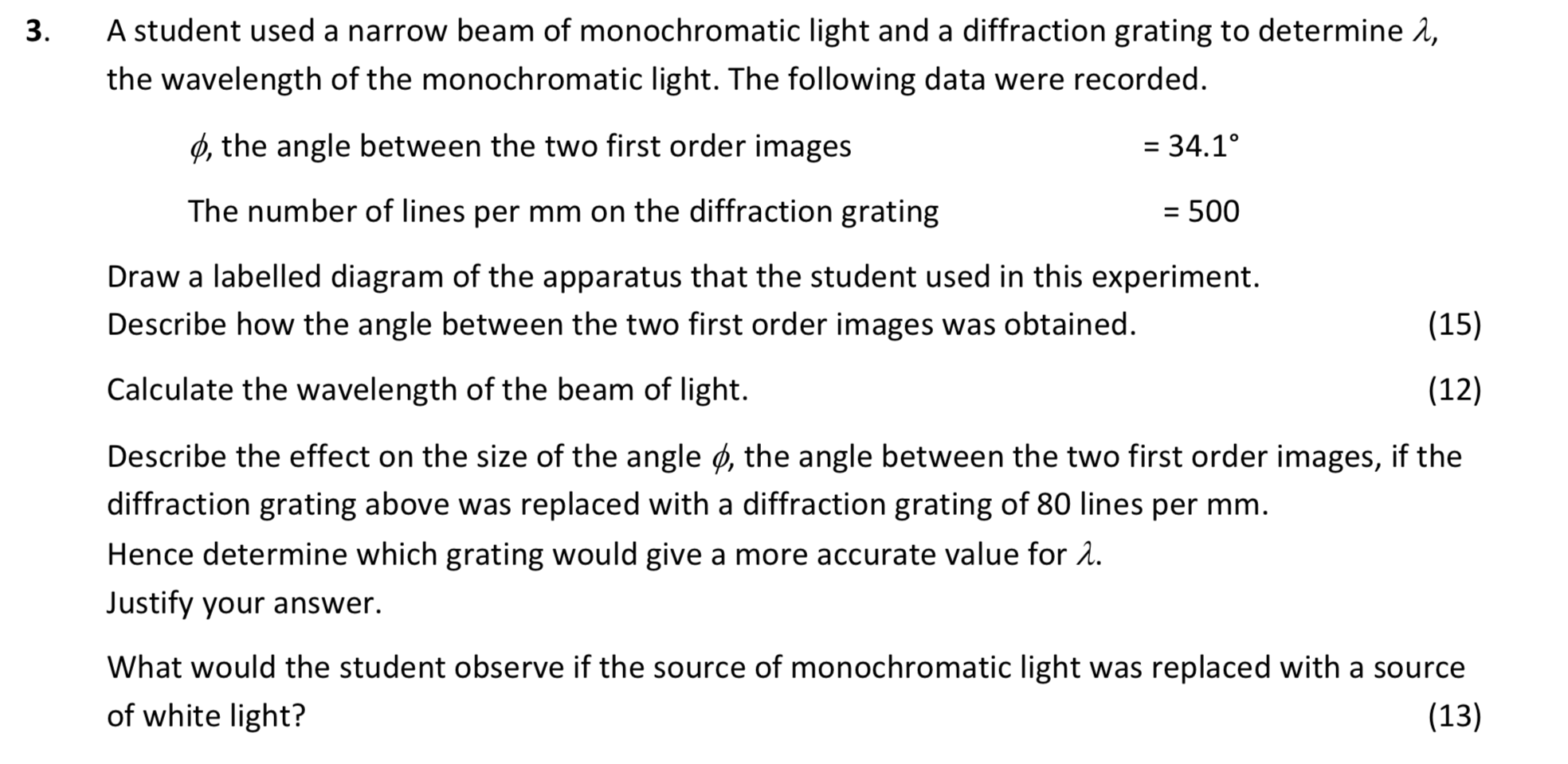 A-student-used-a-narrow-beam-of-monochromatic-light-and-a-diffraction-grating-to-determine-$\:-\\lambda$,-the-wavelength-of-the-monochromatic-light-Leaving Cert Physics-Question 3-2018.png
