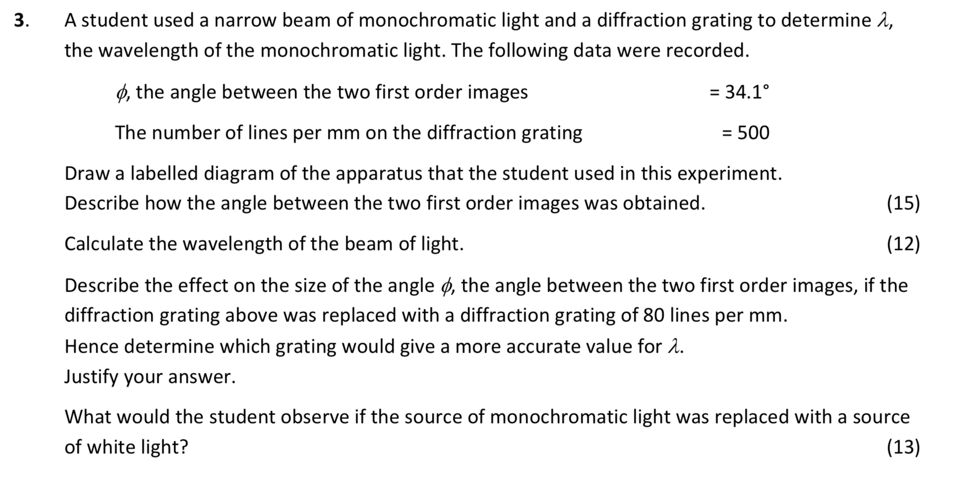 A-student-used-a-narrow-beam-of-monochromatic-light-and-a-diffraction-grating-to-determine-λ,-the-wavelength-of-the-monochromatic-light-Leaving Cert Physics-Question 3-2018.png