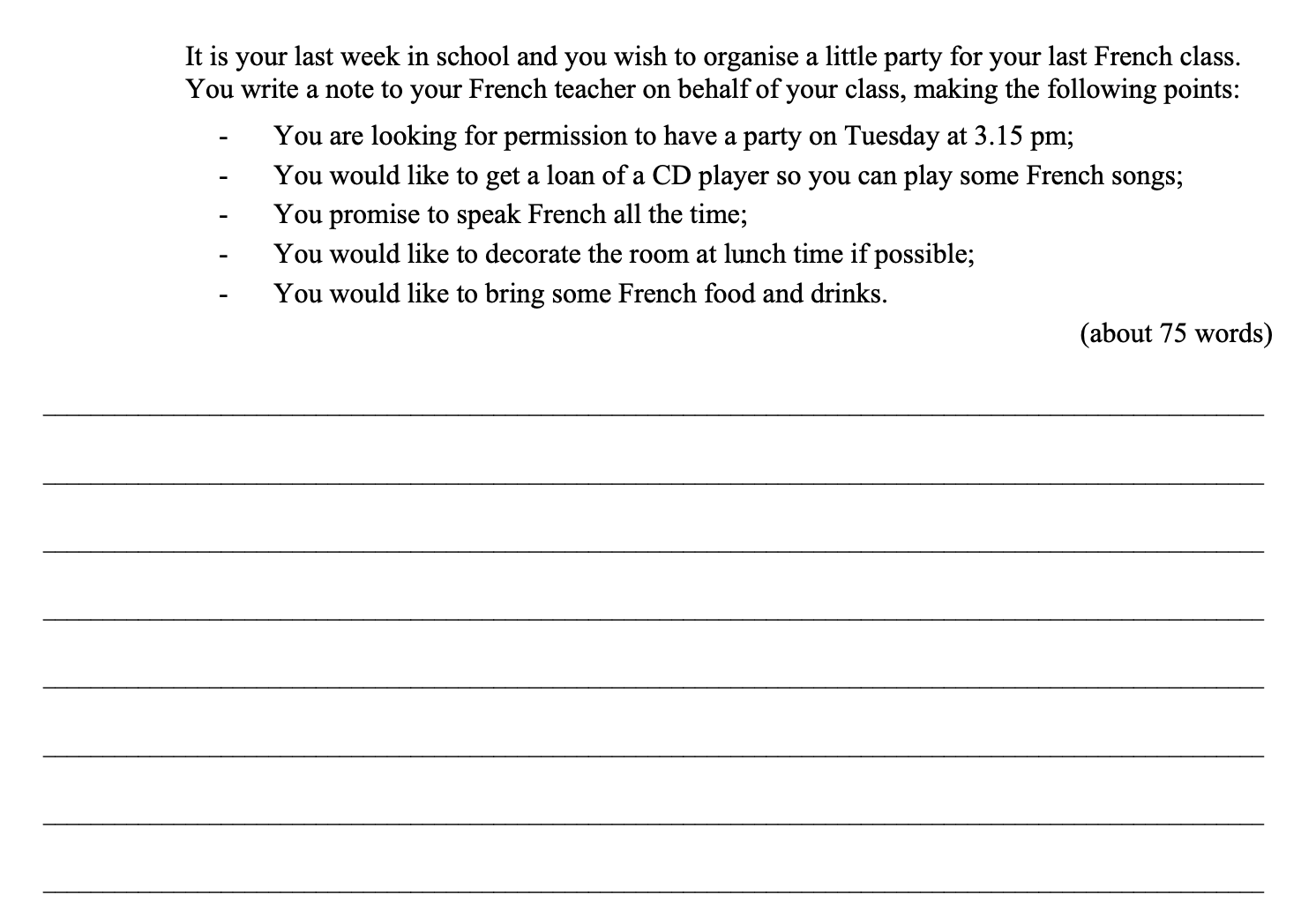 It-is-your-last-week-in-school-and-you-wish-to-organise-a-little-party-for-your-last-French-class-Leaving Cert French-Question 1-2008.png