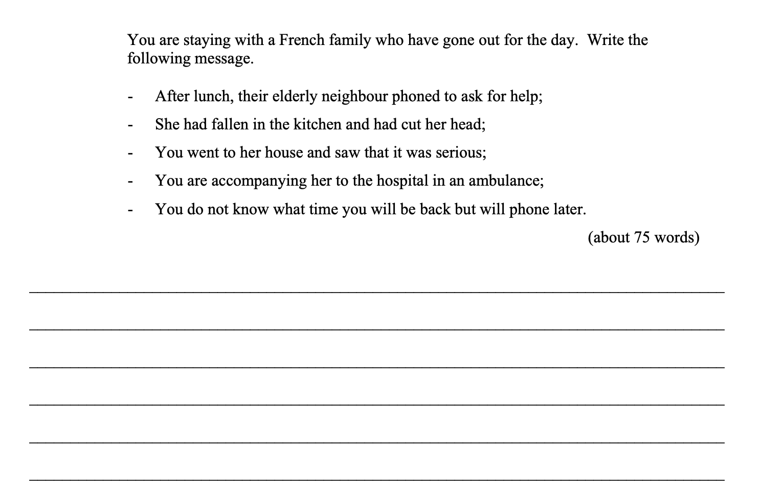 You-are-staying-with-a-French-family-who-have-gone-out-for-the-day-Leaving Cert French-Question 1-2013.png