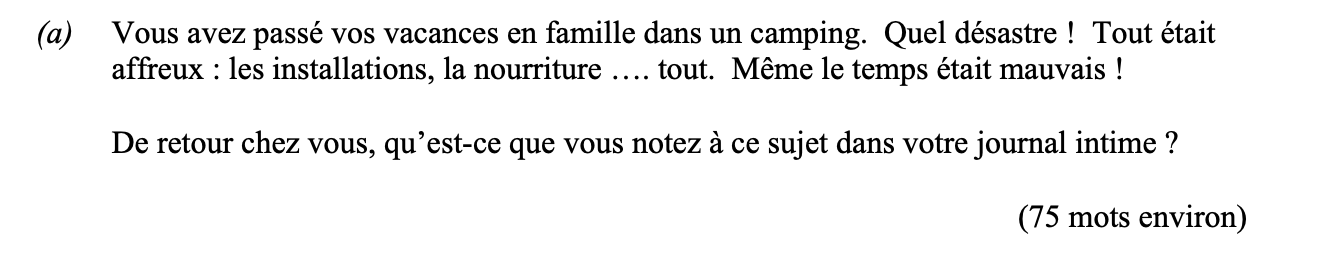 Vous-avez-passé-vos-vacances-en-famille-dans-un-camping-Leaving Cert French-Question 1(a)-2016.png