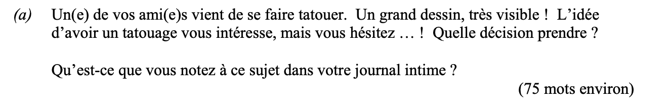 Un(e)-de-vos-ami(e)s-vient-de-se-faire-tatouer-Leaving Cert French-Question 1(a)-2014.png