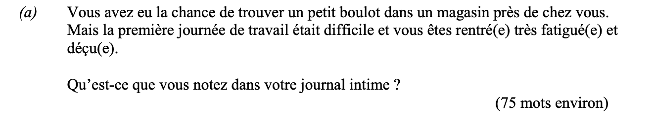 Vous-avez-eu-la-chance-de-trouver-un-petit-boulot-dans-un-magasin-près-de-chez-vous-Leaving Cert French-Question 1(a)-2012.png