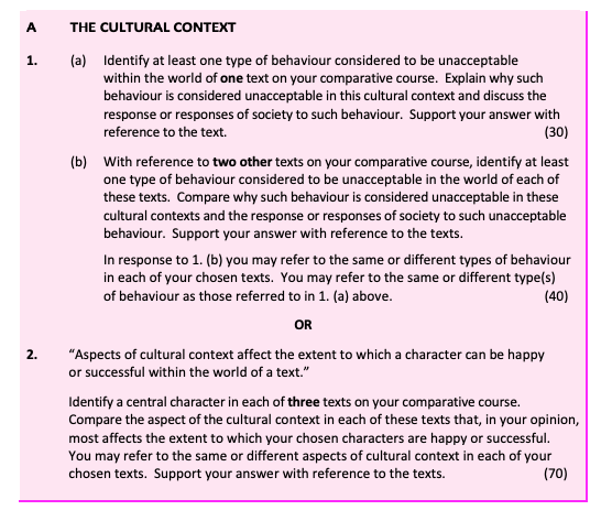 A.-THE-CULTURAL-CONTEXT--1-Leaving Cert English-Question 1-2018.png