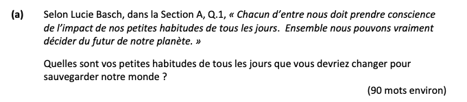 Selon-Lucie-Basch,-dans-la-Section-A,-Q.1,-«-Chacun-d’entre-nous-doit-prendre-conscience-de-l’impact-de-nos-petites-habitudes-de-tous-les-jours-Leaving Cert French-Question 1(a)-2019.png