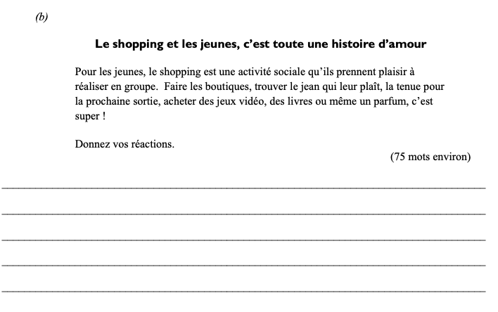 Le-shopping-et-les-jeunes,-c’est-toute-une-histoire-d’amour--Pour-les-jeunes,-le-shopping-est-une-activité-sociale-qu’ils-prennent-plaisir-à-réaliser-en-groupe-Leaving Cert French-Question b-2014.png