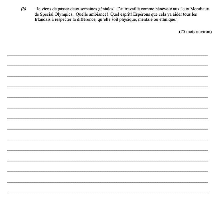 "Je-viens-de-passer-deux-semaines-géniales!-J'ai-travaillé-comme-bénévole-aux-Jeux-Mondiaux-de-Special-Olympics-Leaving Cert French-Question b-2004.png