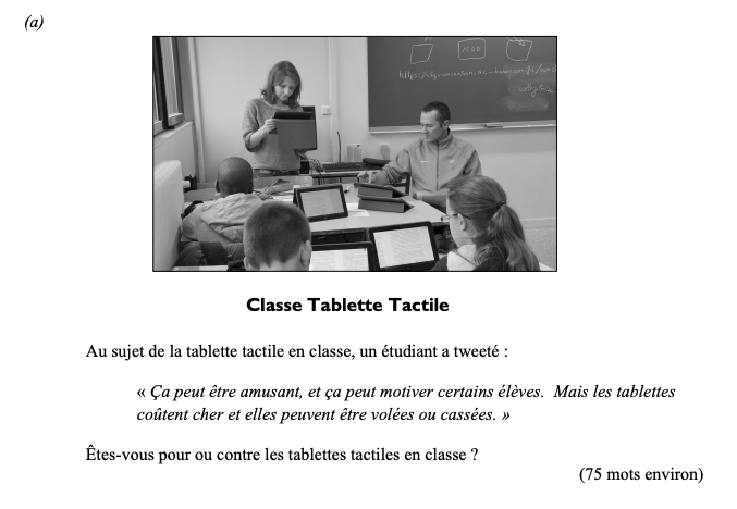 Au-sujet-de-la-tablette-tactile-en-classe,-un-étudiant-a-tweeté-:--«-Ça-peut-être-amusant,-et-ça-peut-motiver-certains-élèves-Leaving Cert French-Question 1-2014.png