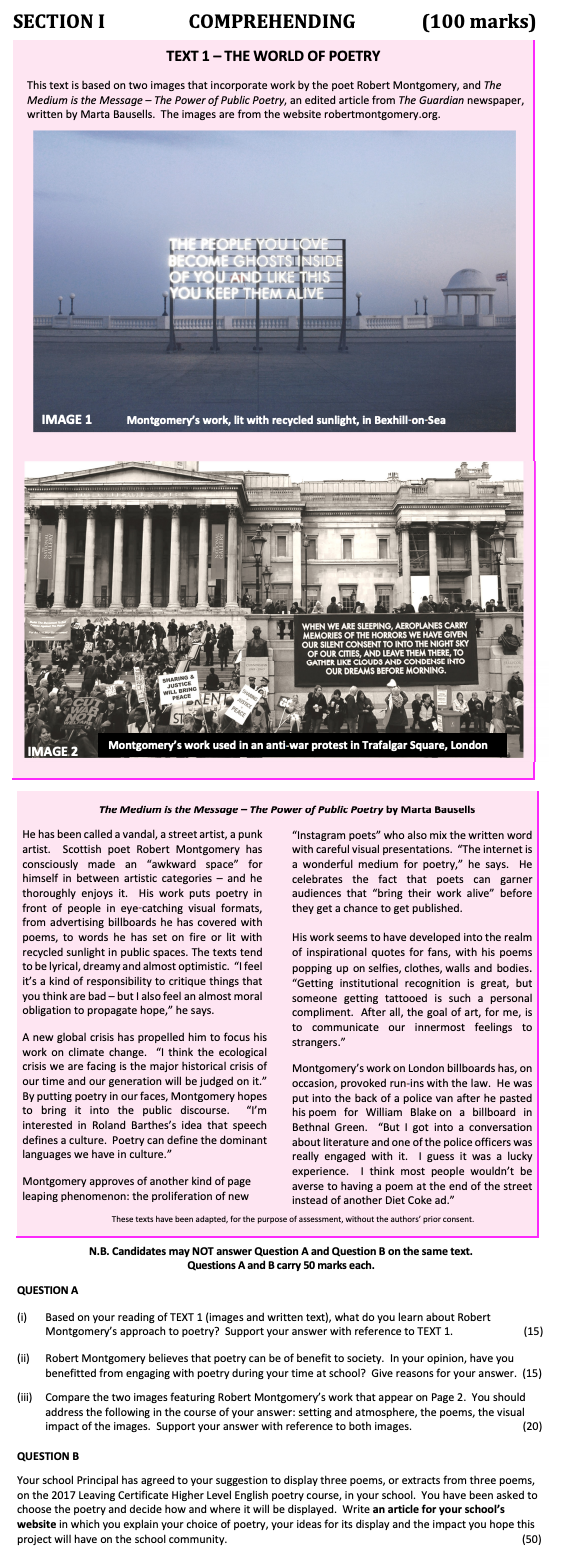 Based-on-your-reading-of-TEXT-1-(images-and-written-text),-what-do-you-learn-about-Robert-Montgomery’s-approach-to-poetry?-Support-your-answer-with-reference-to-TEXT-1-Leaving Cert English-Question QUESTION A-2017.png