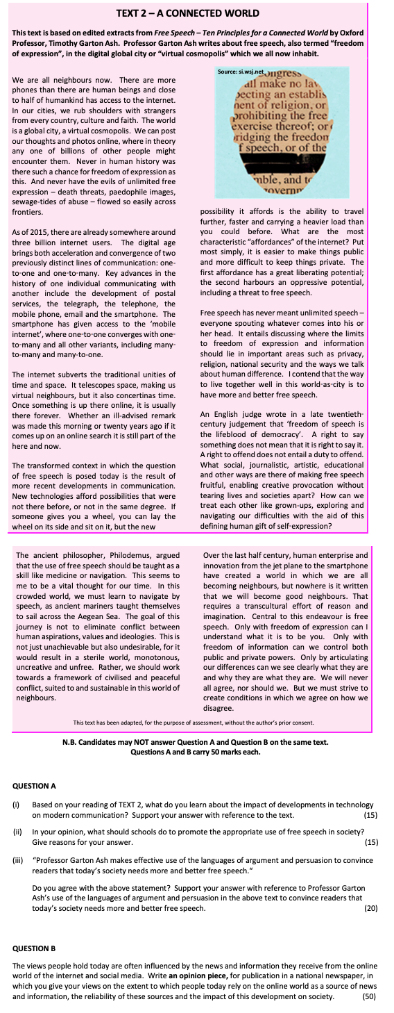 Based-on-your-reading-of-TEXT-2,-what-do-you-learn-about-the-impact-of-developments-in-technology-on-modern-communication?-Support-your-answer-with-reference-to-the-text-Leaving Cert English-Question QUESTION A-2017.png