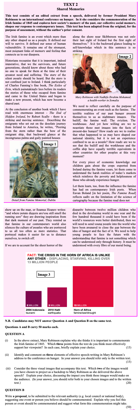 In-the-above-extract,-Mary-Robinson-explains-why-she-thinks-it-is-important-to-commemorate-the-Irish-famine-of-1845-Leaving Cert English-Question QUESTION A-2012.png