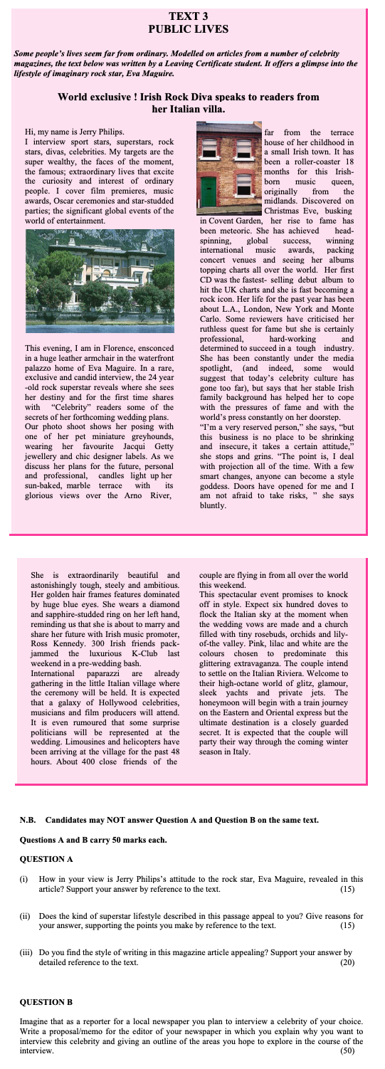 How-in-your-view-is-Jerry-Philips’s-attitude-to-the-rock-star,-Eva-Maguire,-revealed-in-this-article?-Support-your-answer-by-reference-to-the-text-Leaving Cert English-Question QUESTION A-2005.png