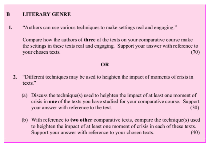 "Authors-can-use-various-techniques-to-make-settings-real-and-engaging."--Compare-how-the-authors-of-three-of-the-texts-on-your-comparative-course-make-the-settings-in-these-texts-real-and-engaging-Leaving Cert English-Question 1-2016.png