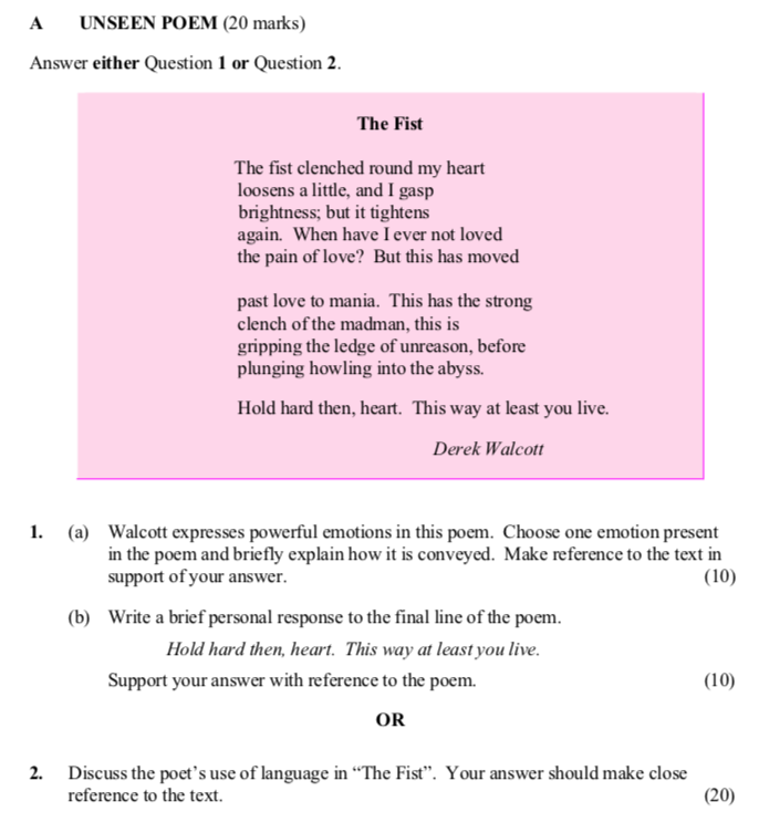 Walcott-expresses-powerful-emotions-in-this-poem-Leaving Cert English-Question 1-2013.png