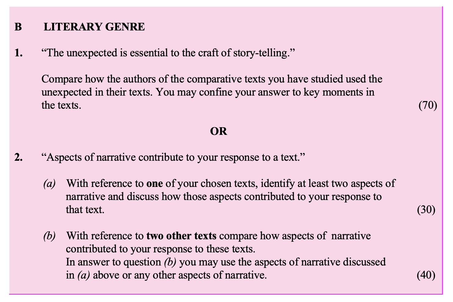 "The-unexpected-is-essential-to-the-craft-of-story-telling."--Compare-how-the-authors-of-the-comparative-texts-you-have-studied-used-the-unexpected-in-their-texts-Leaving Cert English-Question 1-2010.png