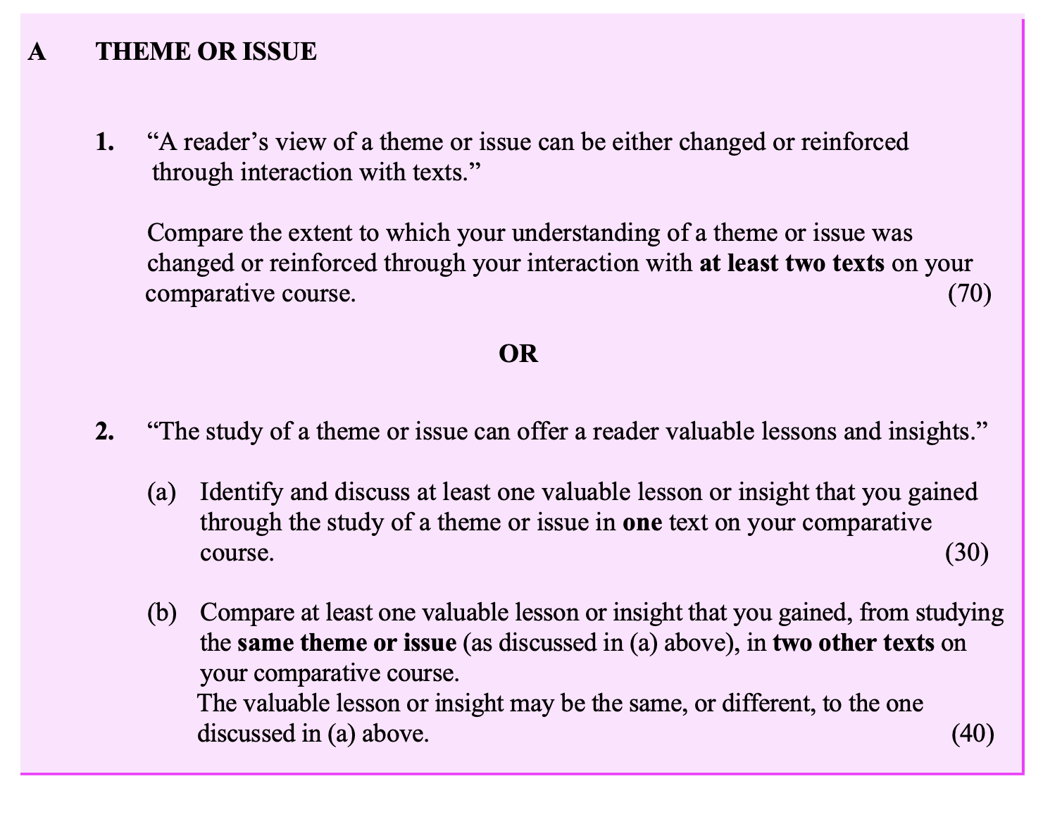 "A-reader’s-view-of-a-theme-or-issue-can-be-either-changed-or-reinforced-through-interaction-with-texts.”--Compare-the-extent-to-which-your-understanding-of-a-theme-or-issue-was-changed-or-reinforced-through-your-interaction-with-at-least-two-texts-on-your-comparative-course.-Leaving Cert English-Question 1-2011.png