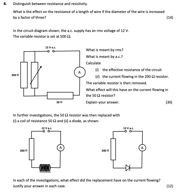 Distinguish-between-resistance-and-resistivity-Leaving Cert Physics-Question 8-2017.png