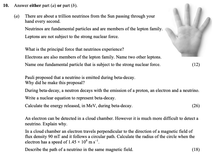 There-are-about-a-trillion-neutrinos-from-the-Sun-passing-through-your-hand-every-second-Leaving Cert Physics-Question 10-2015.png