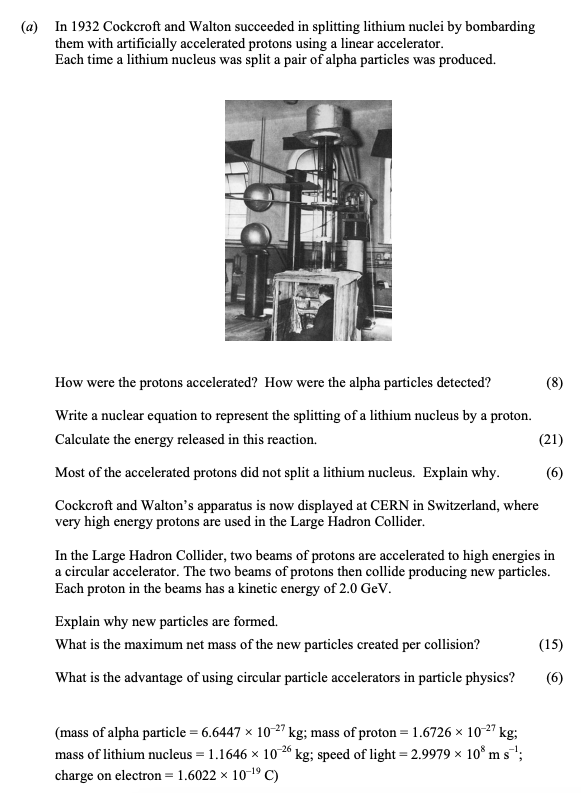 In-1932-Cockcroft-and-Walton-succeeded-in-splitting-lithium-nuclei-by-bombarding-them-with-artificially-accelerated-protons-using-a-linear-accelerator-Leaving Cert Physics-Question 10(a)-2009.png