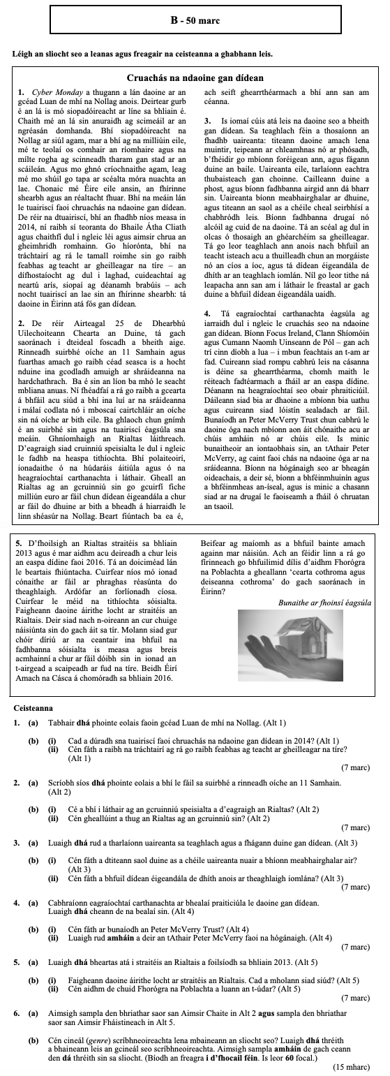 1.-(a)-Tabhair-dhá-phointe-eolais-faoin-gcosad-Luan-de-mhí-na-Nollag-Leaving Cert Irish-Question 1-2015.png