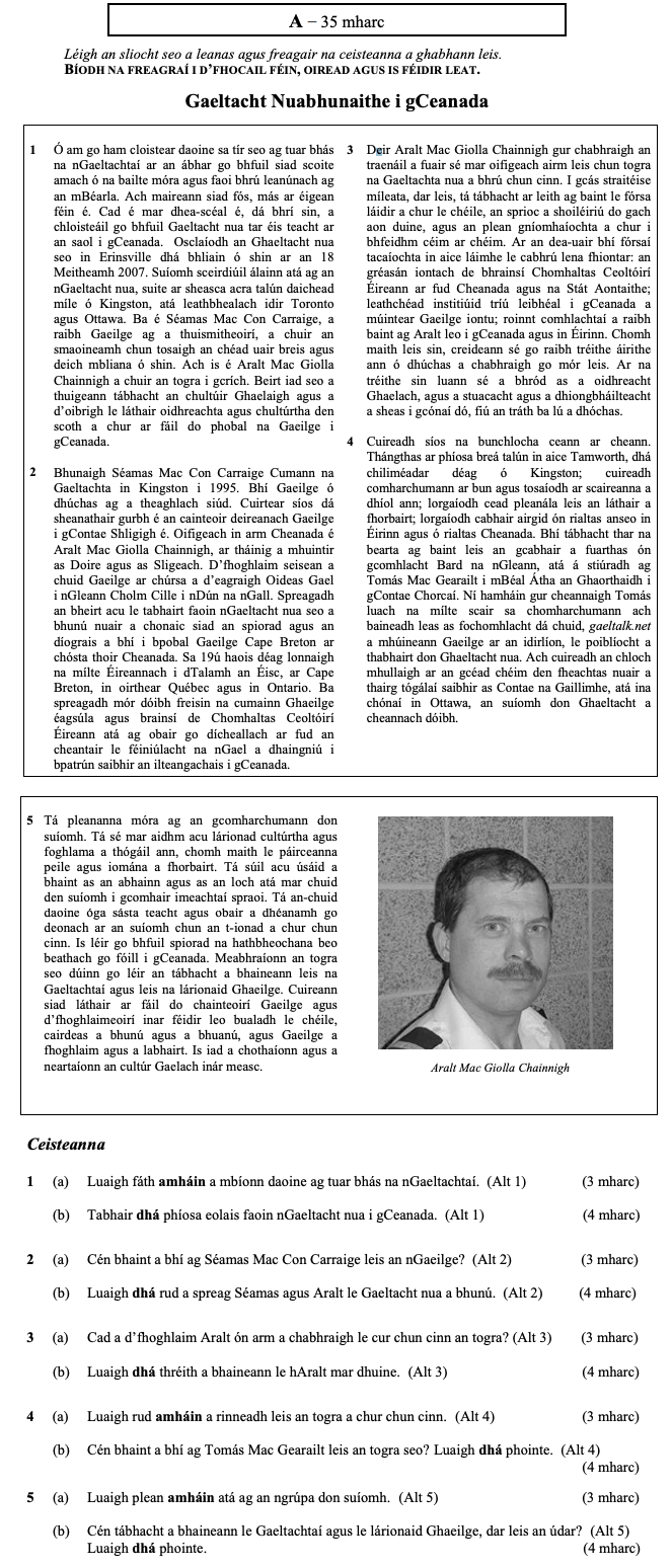 Óm-an-ghrúpa-sin-i-bhfad-ós-na-nGaeltachtaí-Leaving Cert Irish-Question 1-2009.png