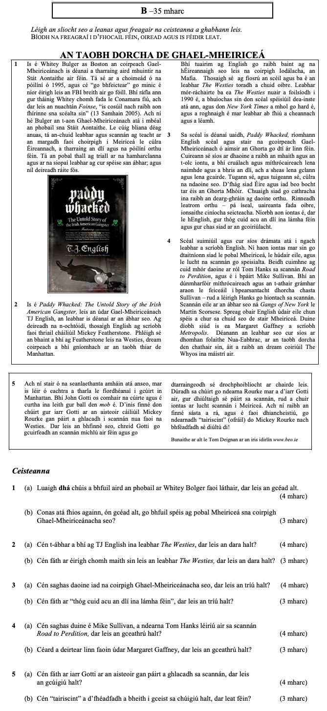 1.-Luaigh-dhá-chás-a-bhú-idir-an-phobal-ar-Whitey-Bolger-fó-láthair,-dar-leis-an-gcéad-alt-Leaving Cert Irish-Question 1-2006.png