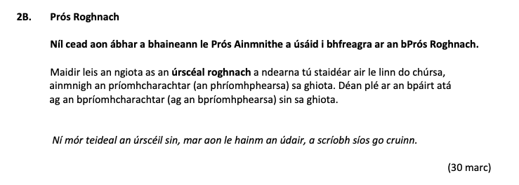 Prós-Roghnach--Níl-cead-aon-ábhar-a-bhaineann-le-Prós-Ainmnithe-a-úsáid-i-bhfreagra-ar-an-bPrós-Roghnach-Leaving Cert Irish-Question 2B-2017.png