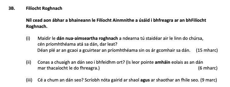 Filíocht-Roghnach--Níl-cead-aon-ábhar-a-bhaineann-le-Filíocht-Ainmnithe-a-úsáid-i-bhfreagra-ar-an-bhFilíocht-Roghnach-Leaving Cert Irish-Question 3B-2017.png