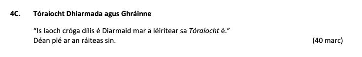 “Is-laoch-cróga-dílis-é-Diarmaid-mar-a-léirítear-sa-Tóraíocht-é.”---Déan-plé-ar-an-ráiteas-sin.-Leaving Cert Irish-Question 4C-2017.png