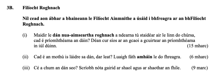 Fiolfocht-Roghnach--Níl-cead-aon-ábhar-a-bhaineann-le-Fiolfocht-Ainmnithe-a-úsáid-i-bhfreagra-ar-an-bhFiolfocht-Roghnach-Leaving Cert Irish-Question 3B-2015.png