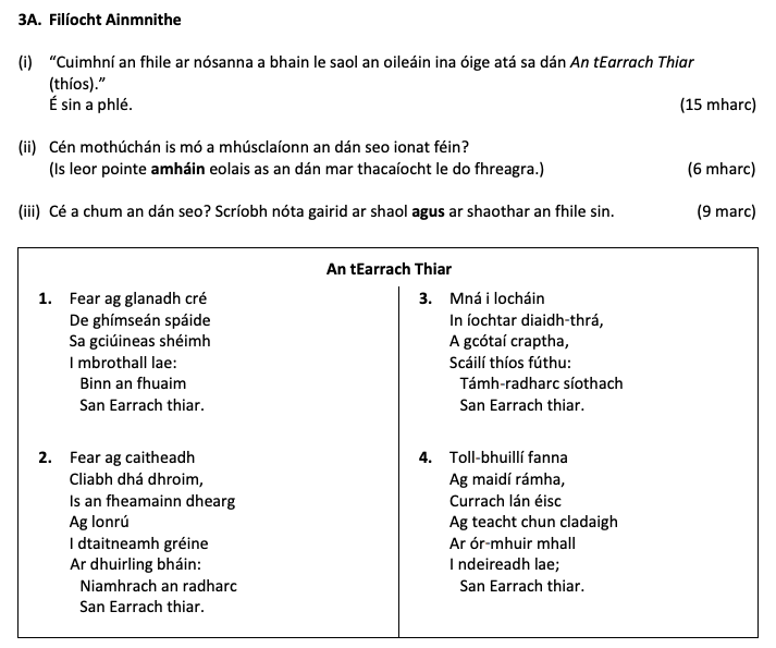 “Cuimhní-an-fhile-ar-nósanna-a-bhain-le-saol-an-oileáin-ina-óige-atá-sa-dán-An-tEarrach-Thiar.”-É-sin-a-phlé-Leaving Cert Irish-Question 3A-2019.png