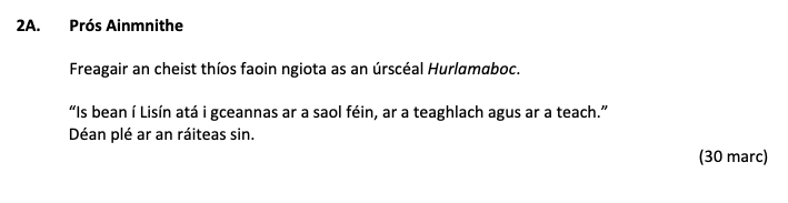 Freagair-an-cheist-thíos-faoi-ngiota-as-an-úrsceál-Hurlamaboc-Leaving Cert Irish-Question 2A-2017.png