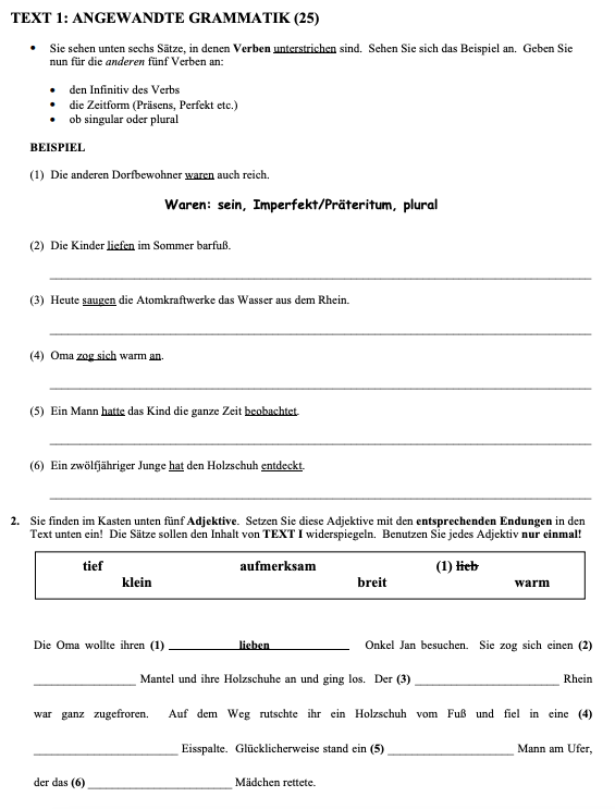 TEXT-1:-ANGEWANDTE-GRAMMATIK-(25)--Sie-sehen-unten-sechs-Sätze,-in-denen-Verben-unterstrichen-sind-Leaving Cert German-Question 1-2013.png