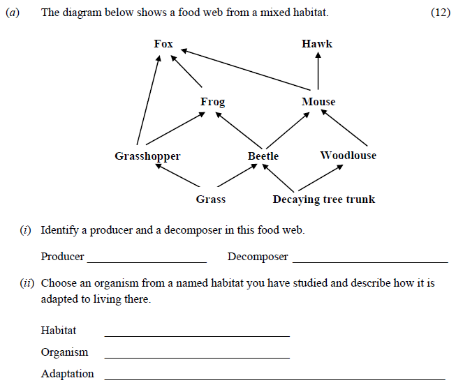 The-diagram-below-shows-a-food-web-from-a-mixed-habitat-Junior Cycle Science-Question a-2016.png