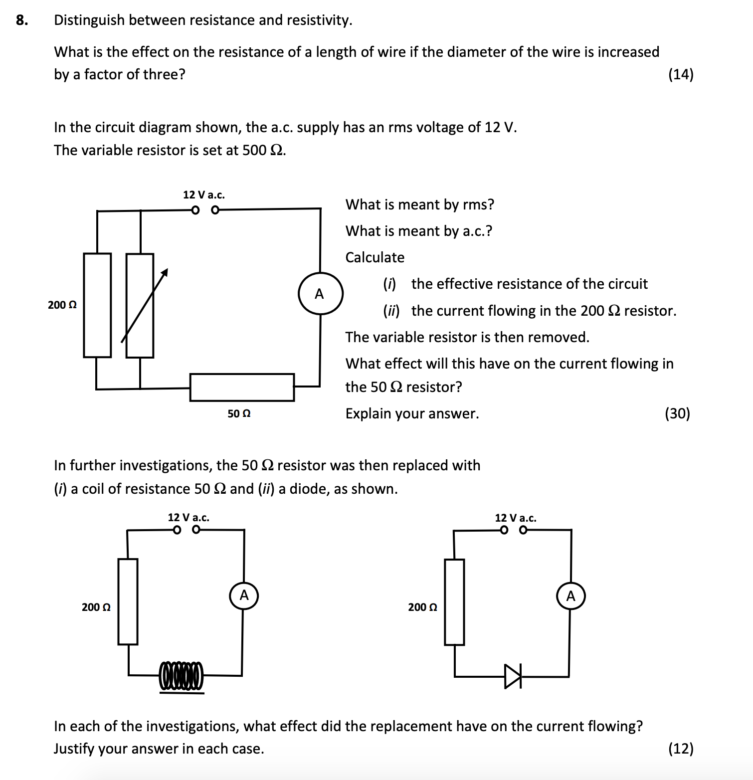 Distinguish-between-resistance-and-resistivity-Leaving Cert Physics-Question 8-2017.png