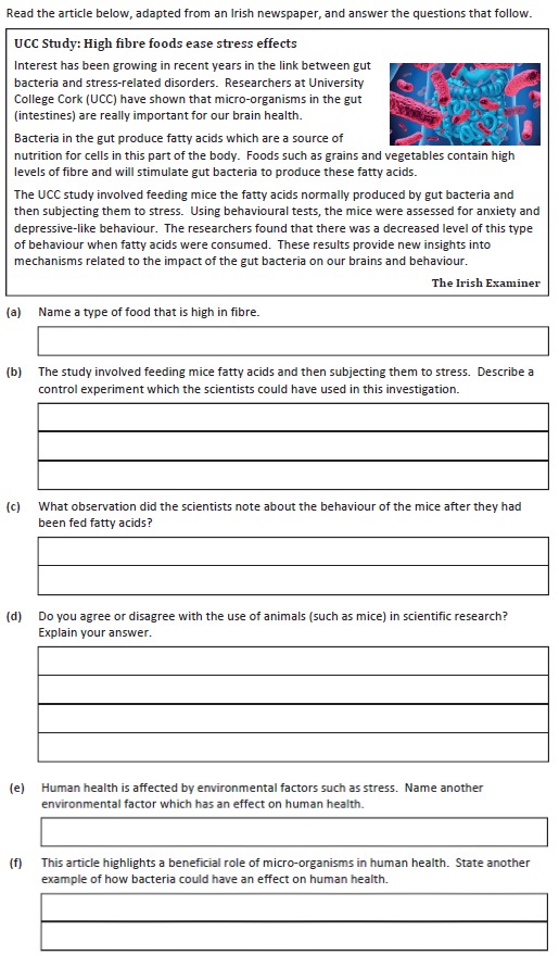 UCC-Study:-High-fibre-foods-ease-stress-effects-Interest-has-been-growing-in-recent-years-in-the-link-between-gut-bacteria-and-stress-related-disorders-Junior Cycle Science-Question 14-2019.png