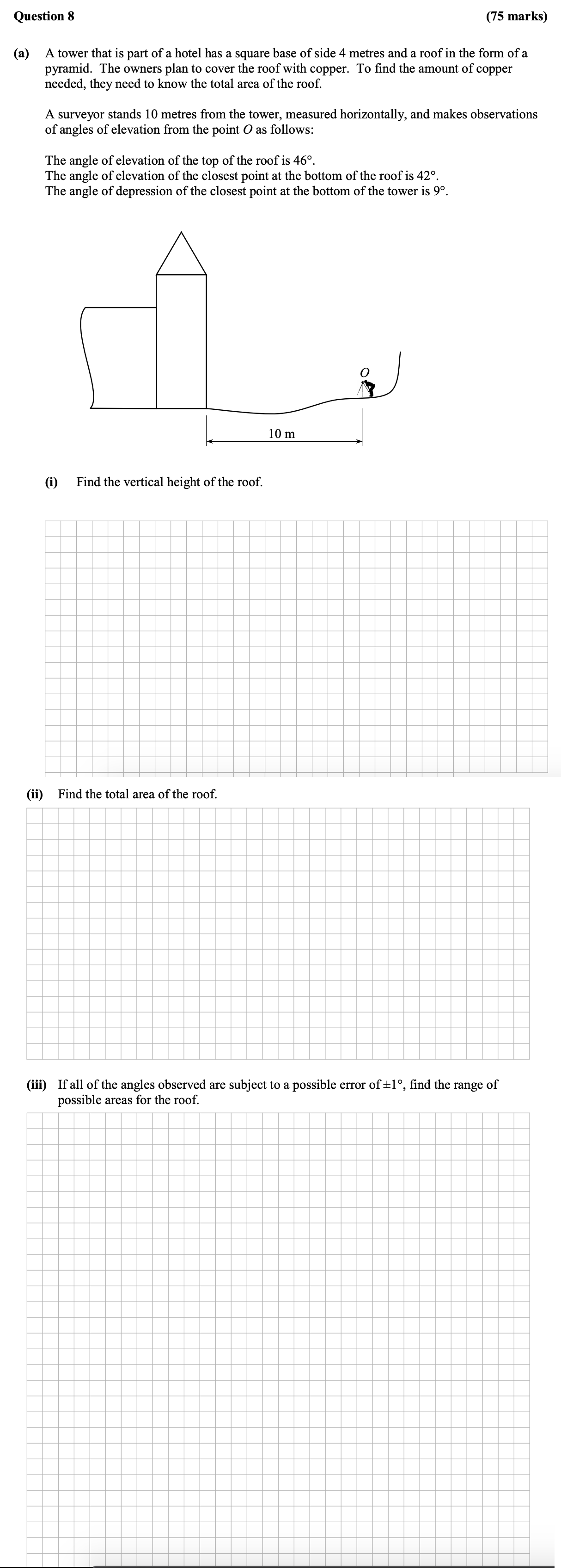 A-tower-that-is-part-of-a-hotel-has-a-square-base-of-side-4-metres-and-a-roof-in-the-form-of-a-pyramid-Leaving Cert Mathematics-Question 8(a)-2011.png