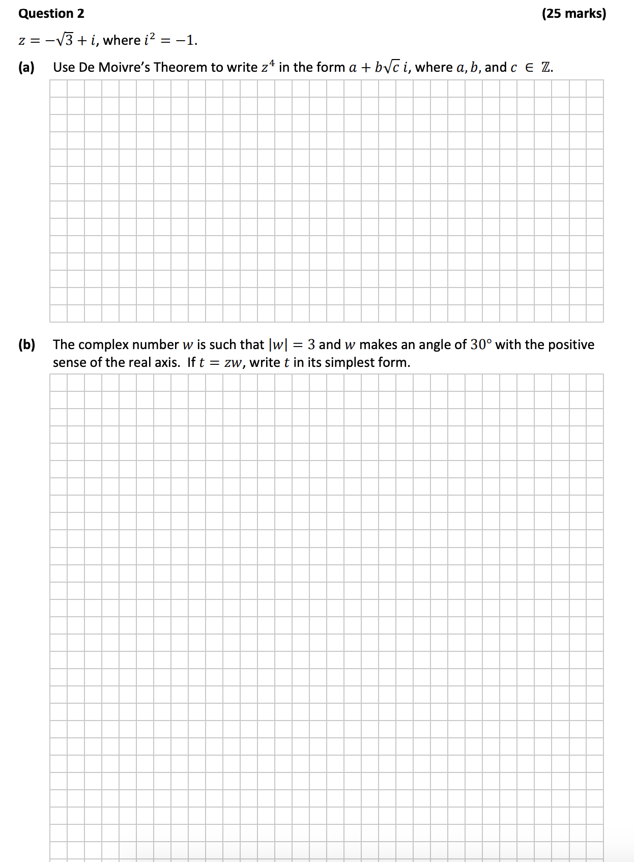 z-=--\sqrt{3}-+-i,-\text{-where-}-i^2-=--1-Leaving Cert Mathematics-Question 2-2017.png