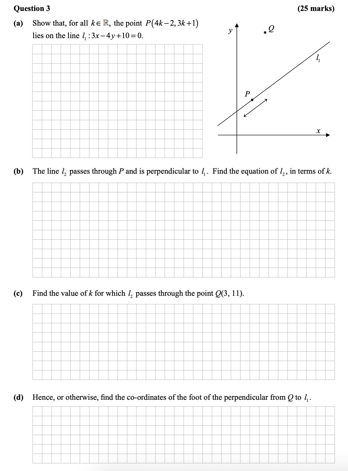 Question-3--(a)-Show-that,-for-all-$k-\in-\mathbb{R}$,-the-point-$P(4k---2,-3k-+-1)$-lies-on-the-line-$l_1:-3x---4y-+-10-=-0.$--(b)-The-line-$l_2$-passes-through-$P$-and-is-perpendicular-to-$l_1$-Leaving Cert Mathematics-Question 3-2014.png