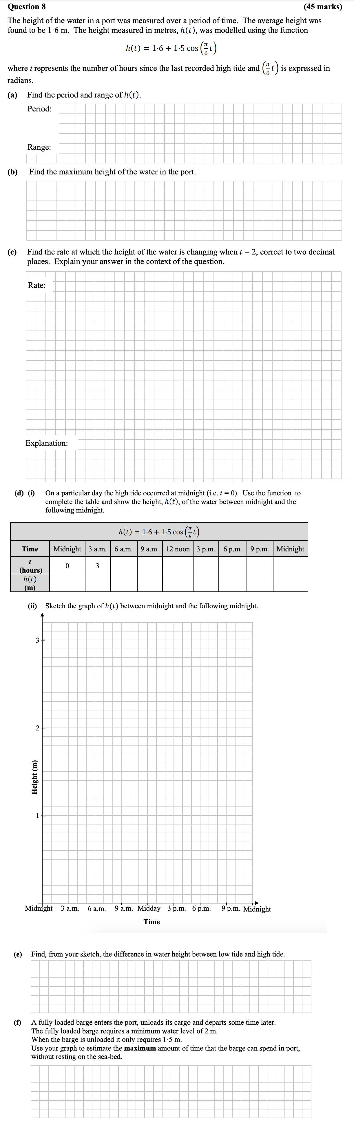 The-height-of-the-water-in-a-port-was-measured-over-a-period-of-time-Leaving Cert Mathematics-Question 8-2016.png