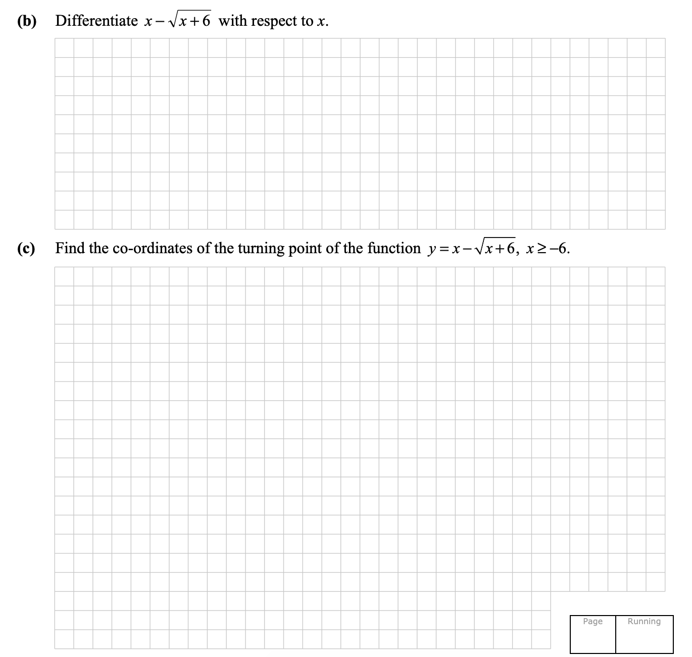 Differentiating-the-function-$f(x)-=-x----rac{1}{2}(x-+-6)^{-rac{1}{2}}$-with-respect-to-$x$:--To-find-the-derivative,-we-apply-the-rules-of-differentiation-Leaving Cert Mathematics-Question b, c-2015.png