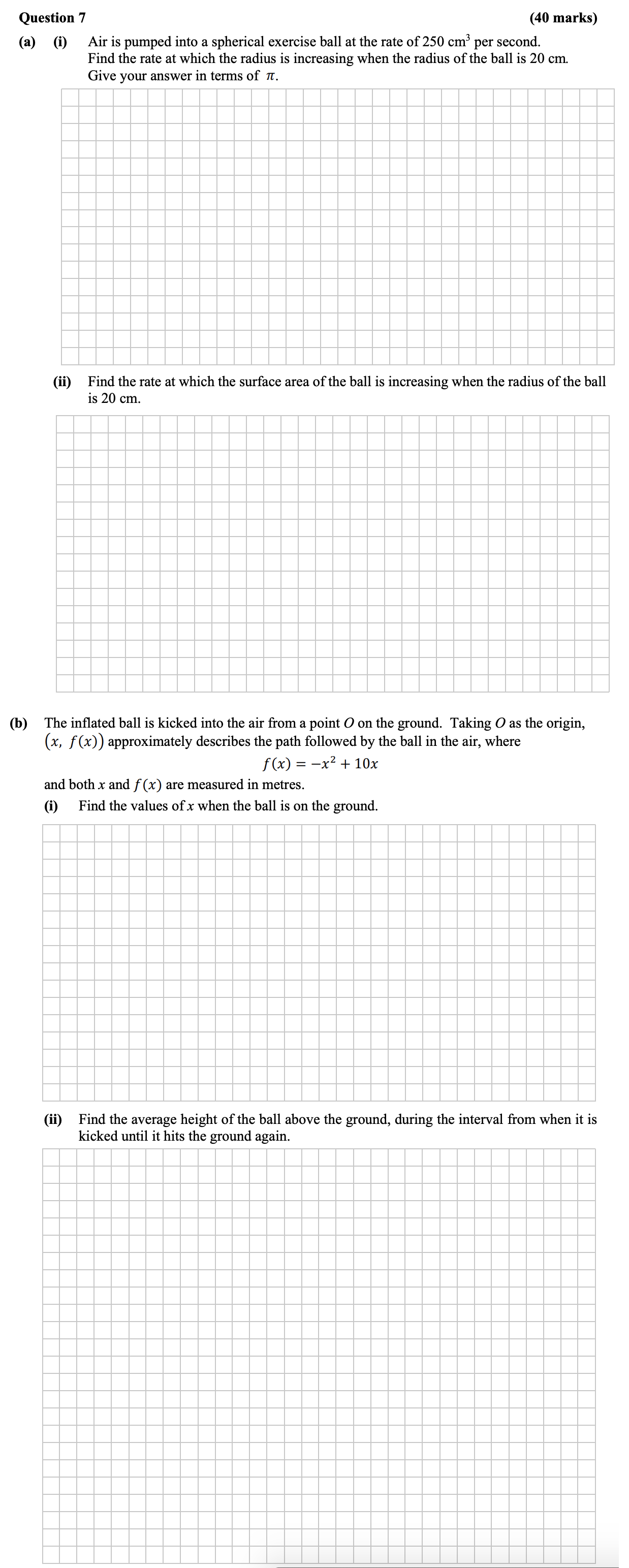(a)-(i)-Air-is-pumped-into-a-spherical-exercise-ball-at-the-rate-of-250-cm³-per-second-Leaving Cert Mathematics-Question 7-2016.png
