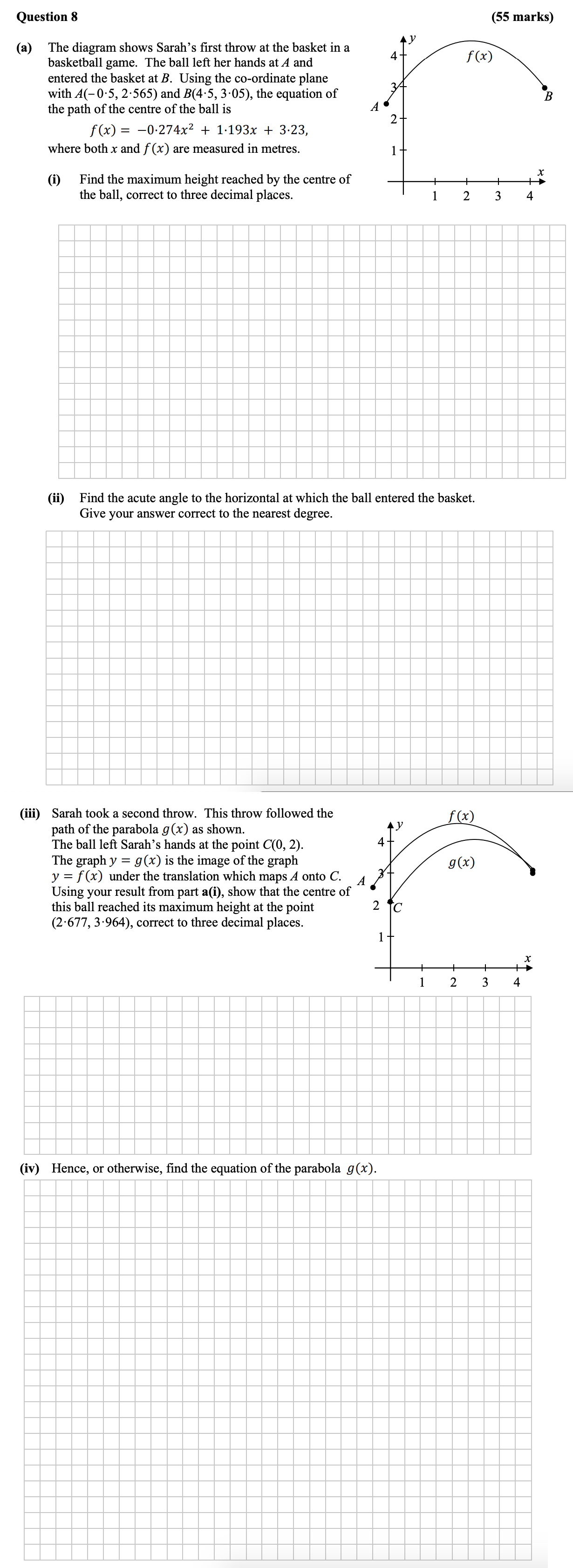 The-diagram-shows-Sarah’s-first-throw-at-the-basket-in-a-basketball-game-Leaving Cert Mathematics-Question 8-2016.png