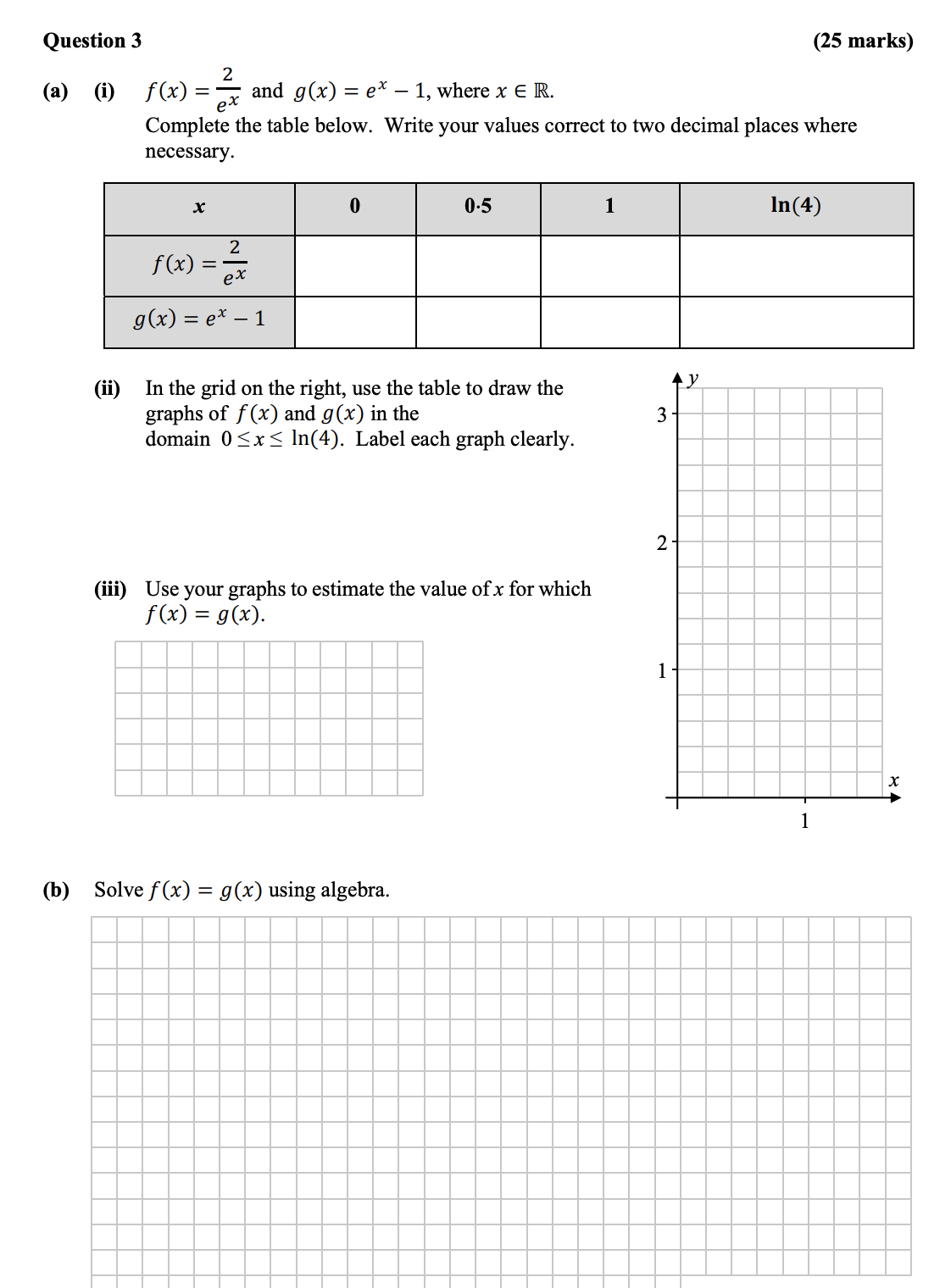 (a)-----(i)-----$f(x)-=-\frac{2}{e^x}$-and-$g(x)-=-e^x---1$,-where-$x-\in-\mathbb{R}$-Leaving Cert Mathematics-Question 3-2016.png