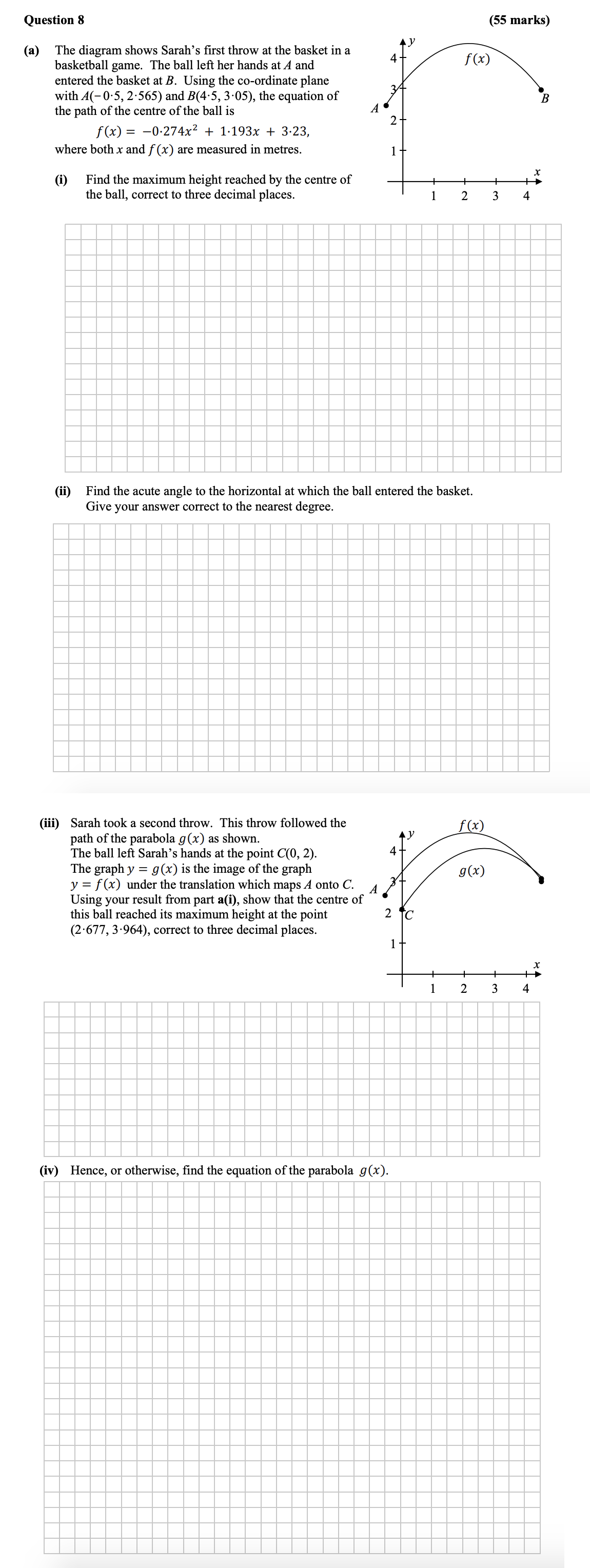 The-diagram-shows-Sarah's-first-throw-at-the-basket-in-a-basketball-game-Leaving Cert Mathematics-Question 8-2016.png