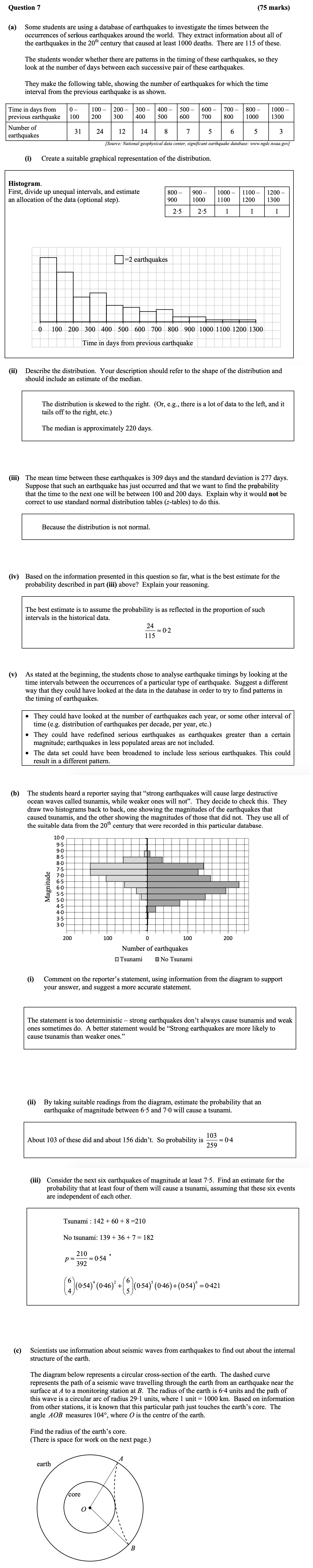 Some-students-are-using-a-database-of-earthquakes-to-investigate-the-times-between-the-occurrences-of-serious-earthquakes-around-the-world-Leaving Cert Mathematics-Question 7-2011.png